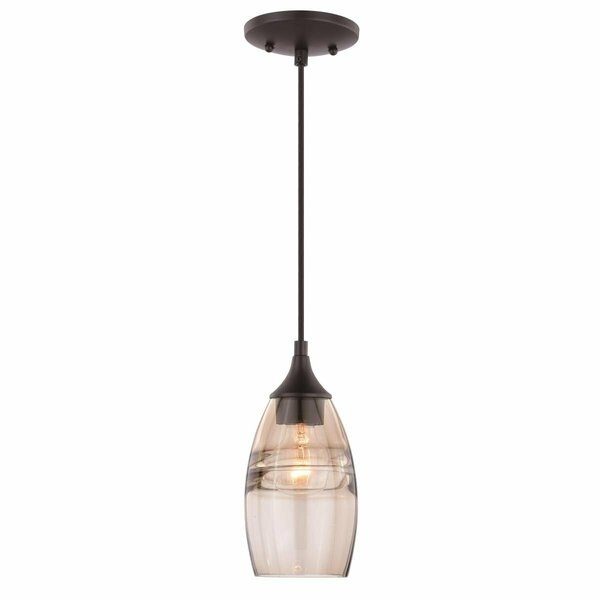 Perfecttwinkle 5 in. Milano Mini Pendant in Oil Rubbed Bronze Amber Fog Glass PE3261382